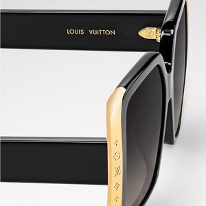 Louis Vuitton Elegant Black and Gold Sunglasses